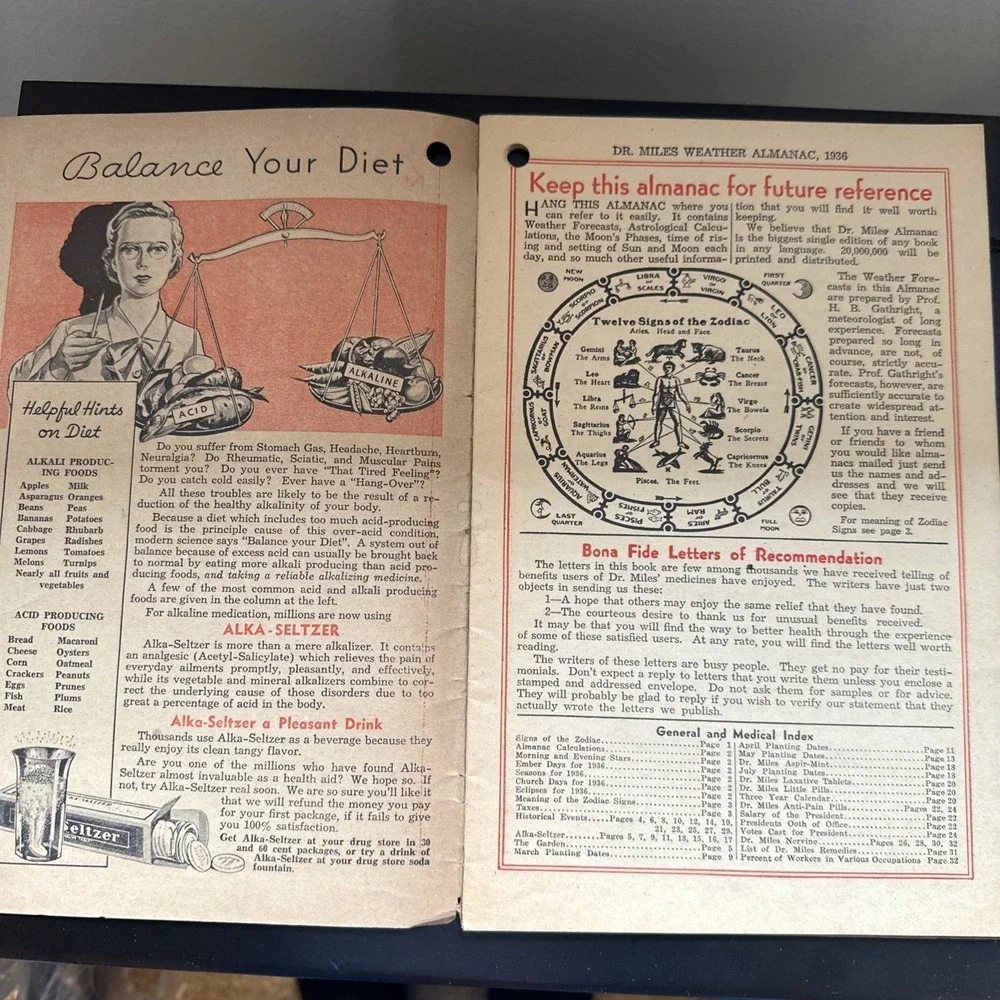 Dr. Miles New Weather Almanac and Handbook‎ of Valuable Information -1936